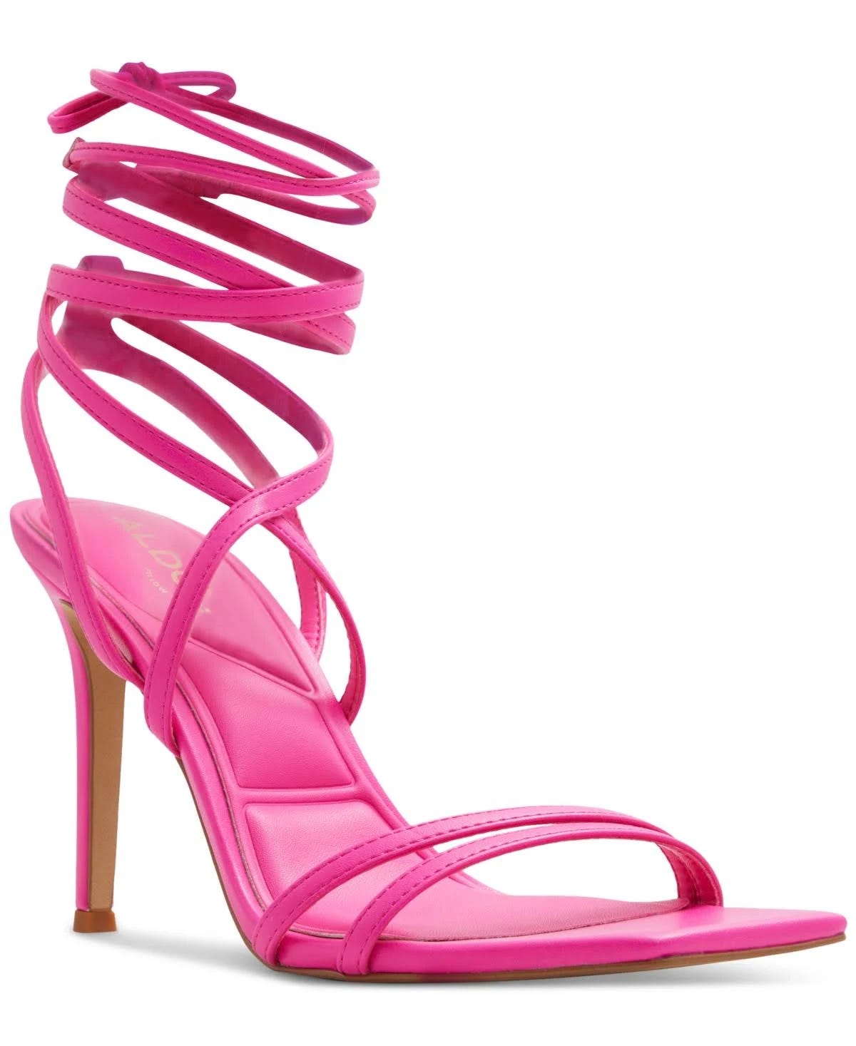 Bright Pink Stiletto Wrap Sandal with Pillow Walk Technology | Image