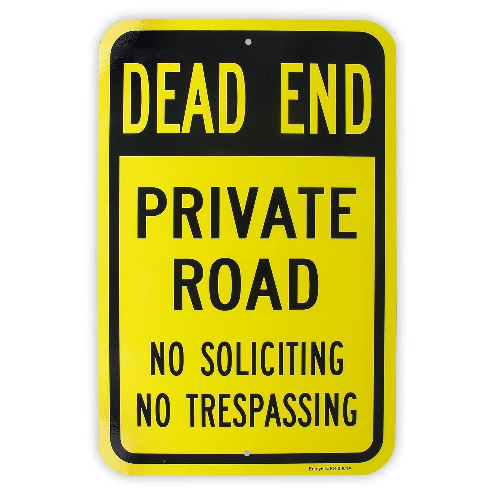 Dead End & No Soliciting/Trespassing Sign for Private Roads (2 Pre-drilled Holes, UV-Protected, Aluminum Construction) | Image