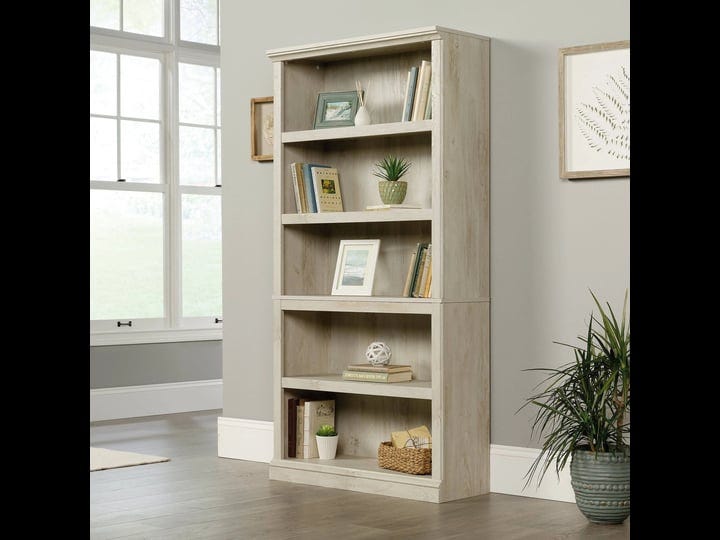 sauder-engineered-wood-5-shelf-bookcase-in-chalked-chestnut-423034