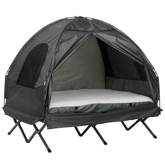 outsunny-2-person-portable-elevated-camping-cot-tent-combo-set-1