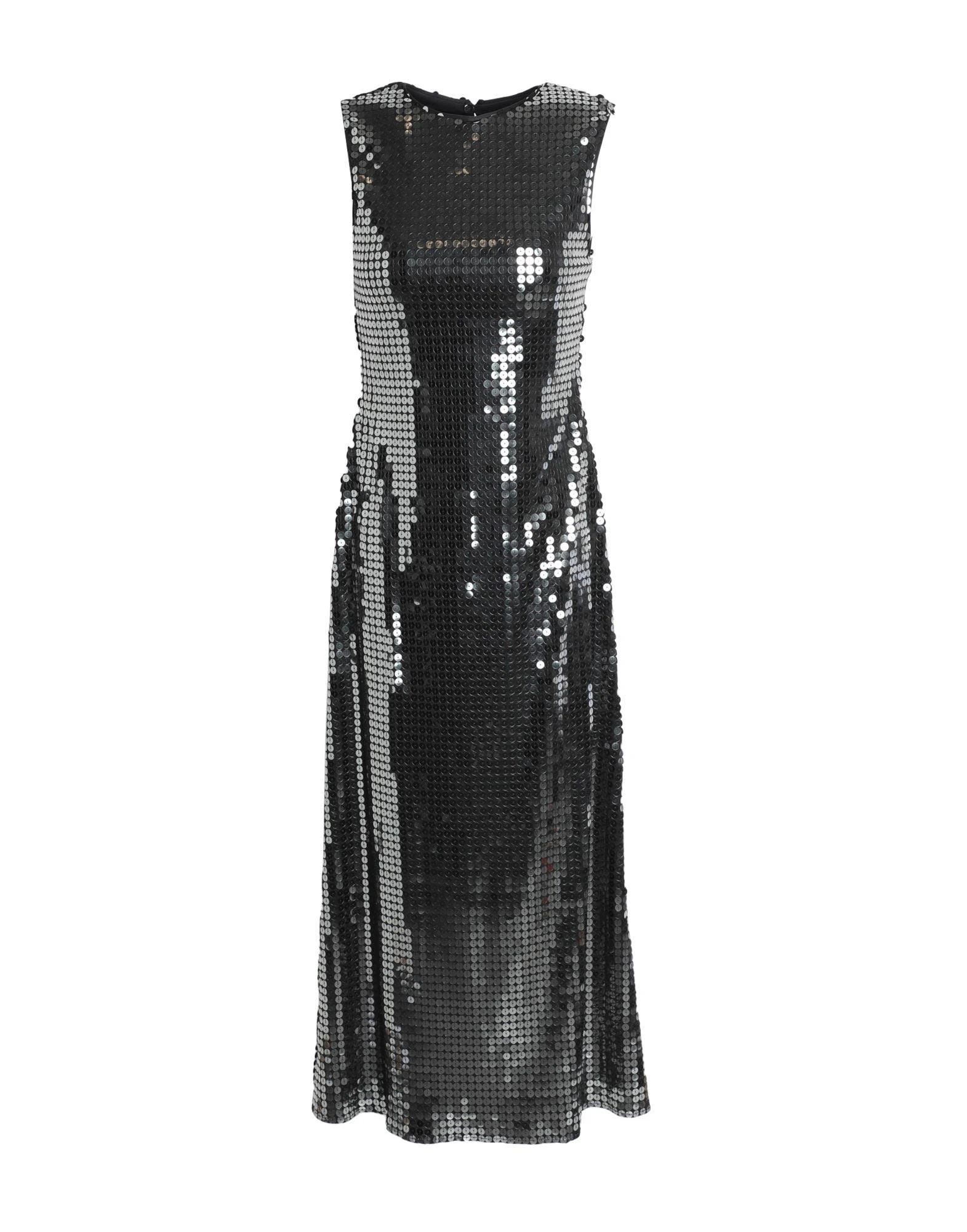 Dazzling Silver Chrome Disco Midi Dress for a Sparkling Night Out | Image