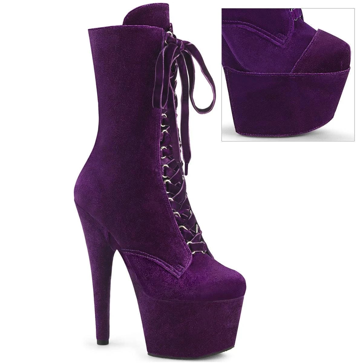Purple Velvet High Heel Boots with Matching Protectors | Image