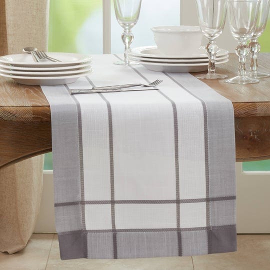 saro-16-x-90-in-banded-border-oblong-table-runner-gray-1