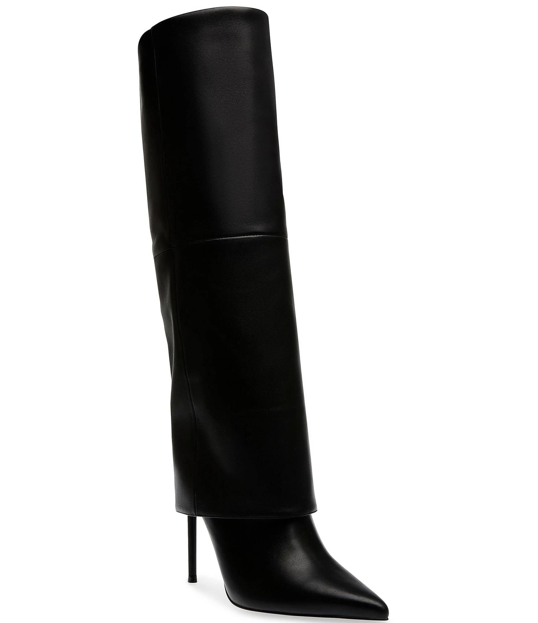 Elegant Black Leather Suede Knee High Boot | Image