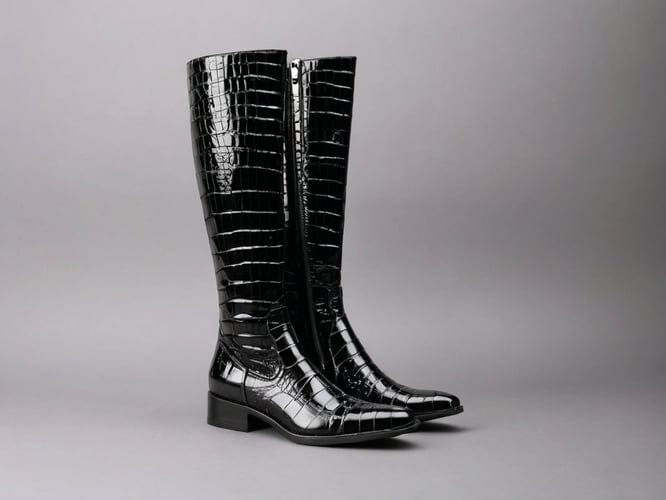 Black-Croc-Knee-High-Boots-1