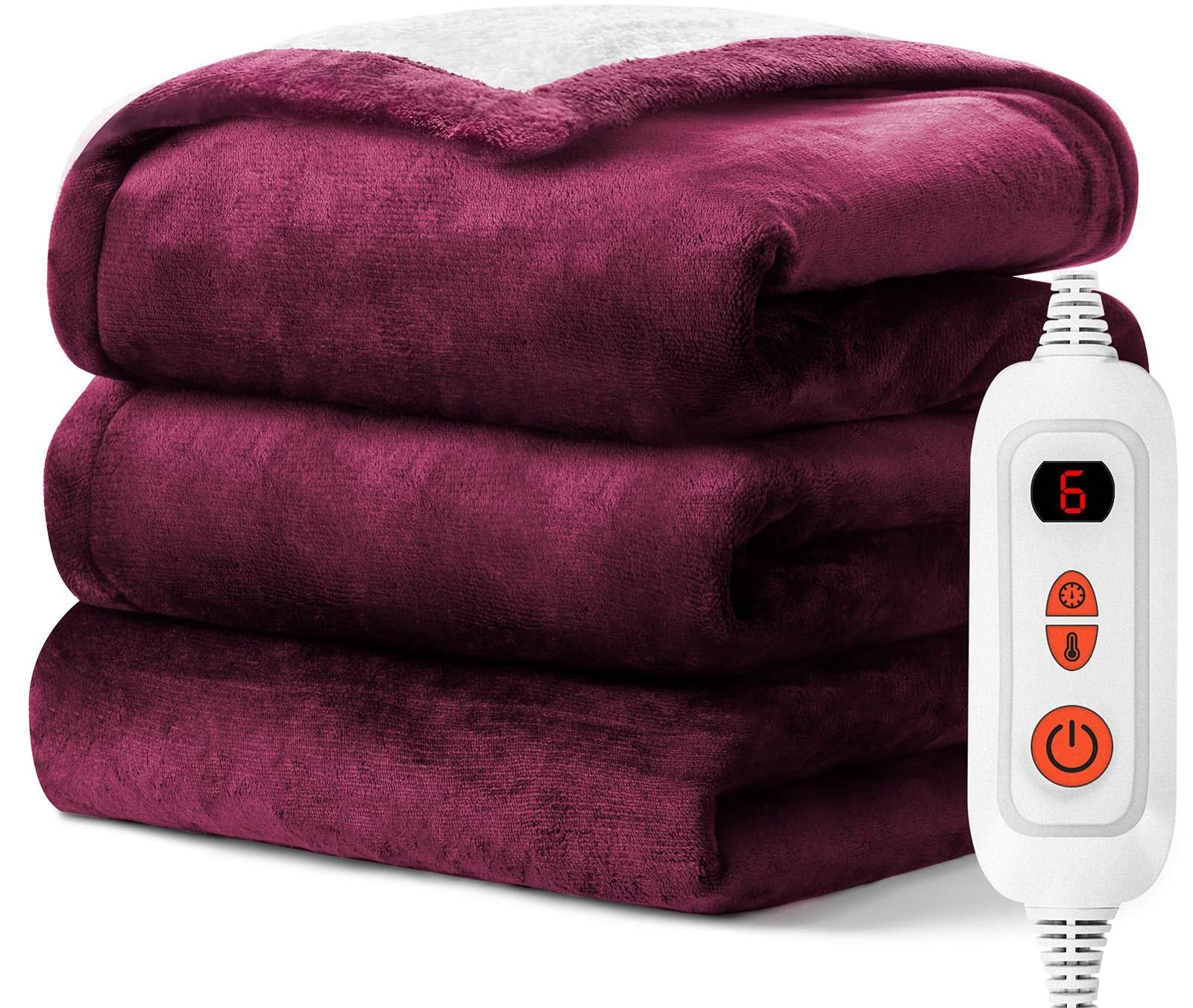 Soft & Warm Electric Heated Throw Blanket with 6 Levels & Auto-Off Timer | Image