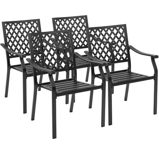 gymax-4pcs-stackable-patio-dining-chairs-outdoor-metal-bistro-chairs-black-1
