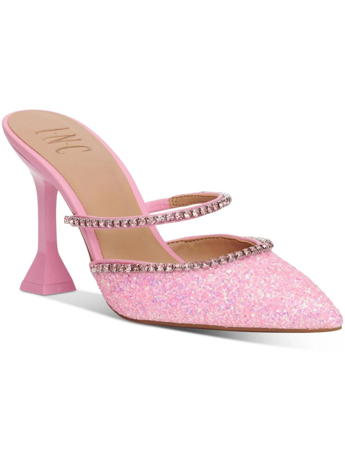 Glitter Women's Block Heels in Striking Pink | Image