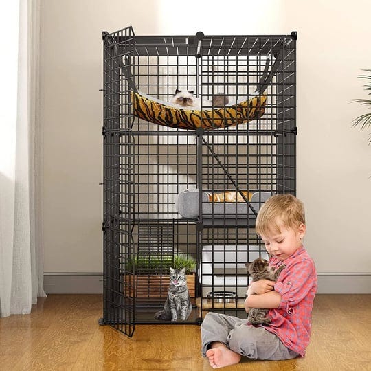 dextrus-3-tiers-cat-cagecat-enclosures-metal-cat-kennels-pet-crate-with-extra-large-hammock-for-1-2--1