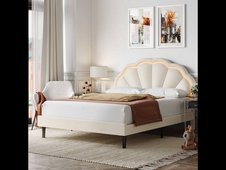 homfa-led-bed-frame-queen-size-bed-for-kids-girls-velvet-upholstered-platform-bed-with-adjustable-he-1