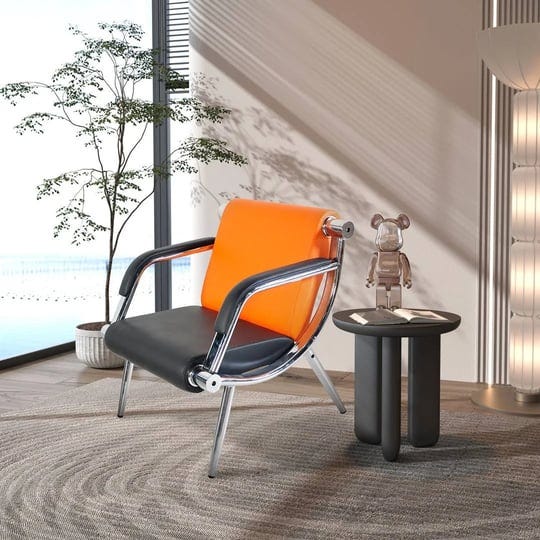 orange-pu-leather-office-reception-chair-waiting-room-visitor-guest-sofa-seat-black-1