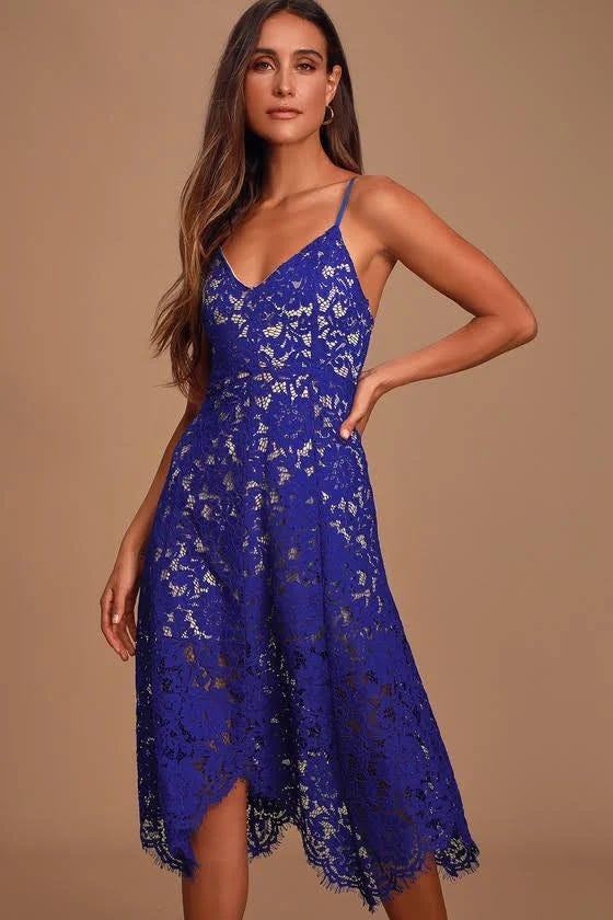 Royal Blue Lace Midi Dress from Lulus: Stylish and Comfortable | Image