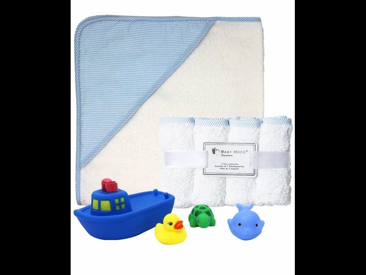 baby-mode-signature-baby-boys-bath-towel-washcloth-and-toys-9-piece-set-blue-size-0-24-months-1