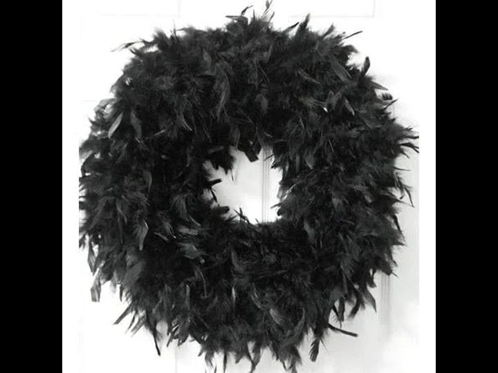 victorian-23-inch-black-feather-wreath-by-angelwreaths-decoration-feather-wreath-door-decor-indoor-o-1