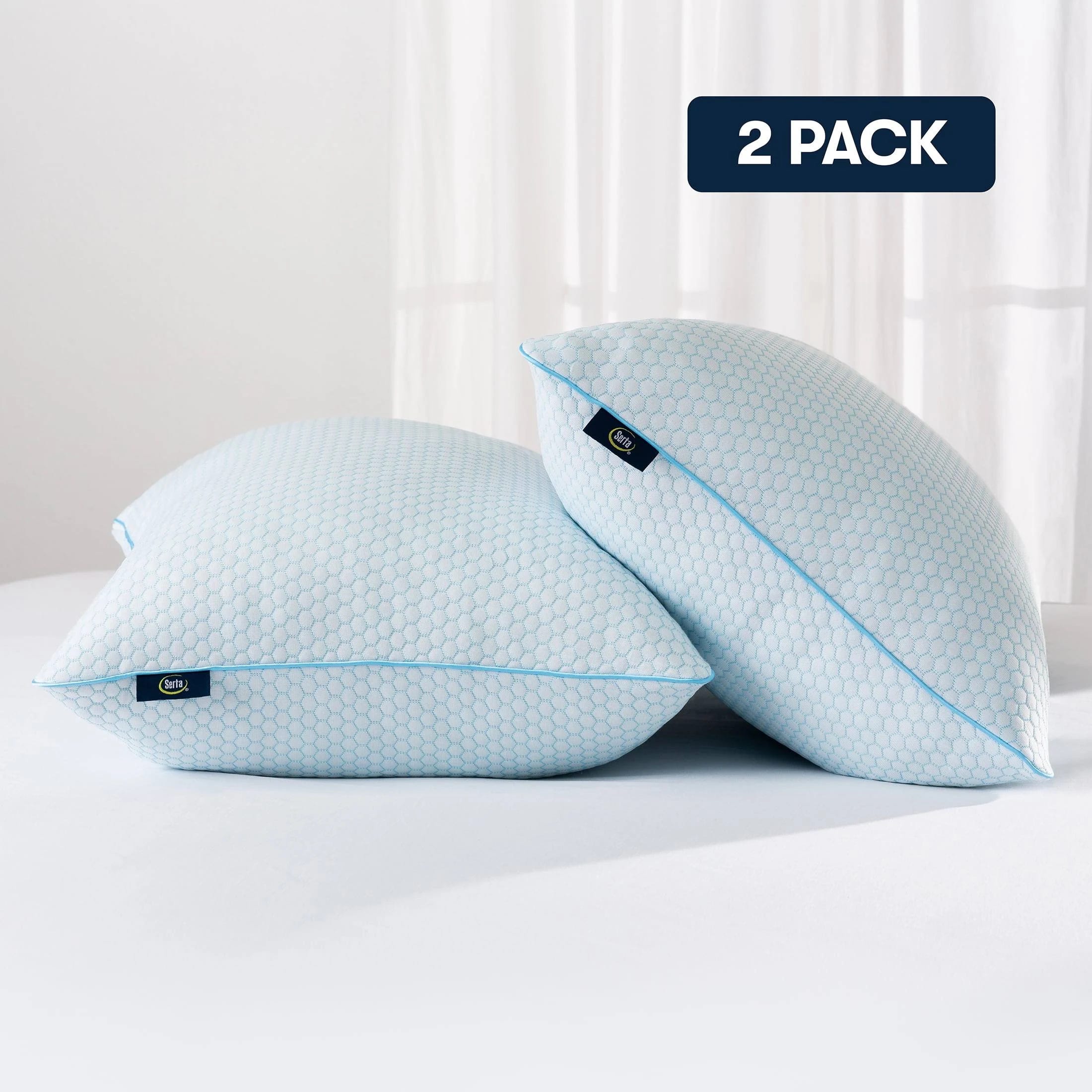Serta Cool Blue Cluster Foam Pillow - 2 Pack (20 in x 28 in), Adjustable Support, Standard/Queen Sleep Surface | Image