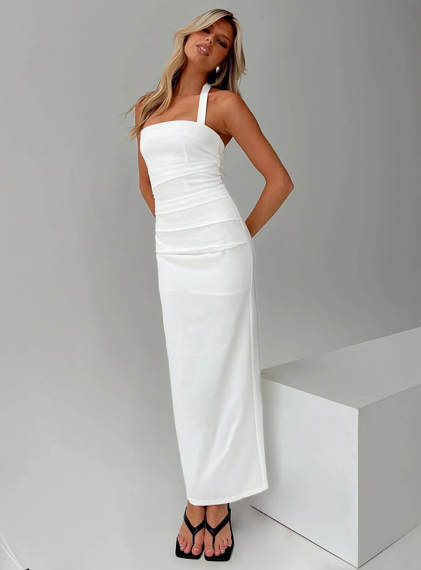 Empowering Porcelain Maxi Dress for Summer Cocktail Events | Image
