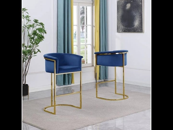 best-quality-furniture-24-navy-blue-velvet-upholstered-counter-height-with-gold-base-single-1