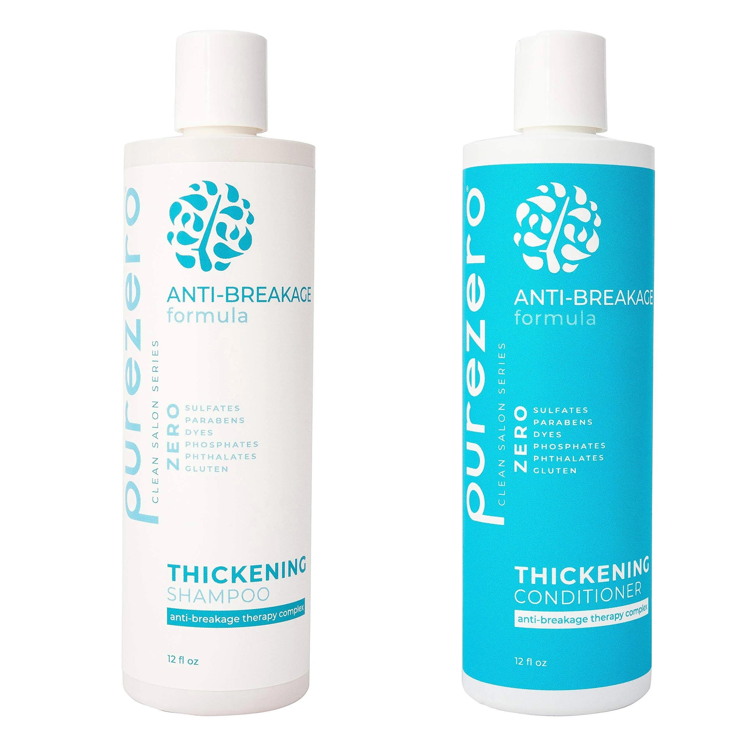 Revitalize Thin Hair: Purezero Anti-Breakage & Thickening Shampoo & Conditioner Set - Zero Sulfates, Parabens, Dyes, Cruelty-Free | Image