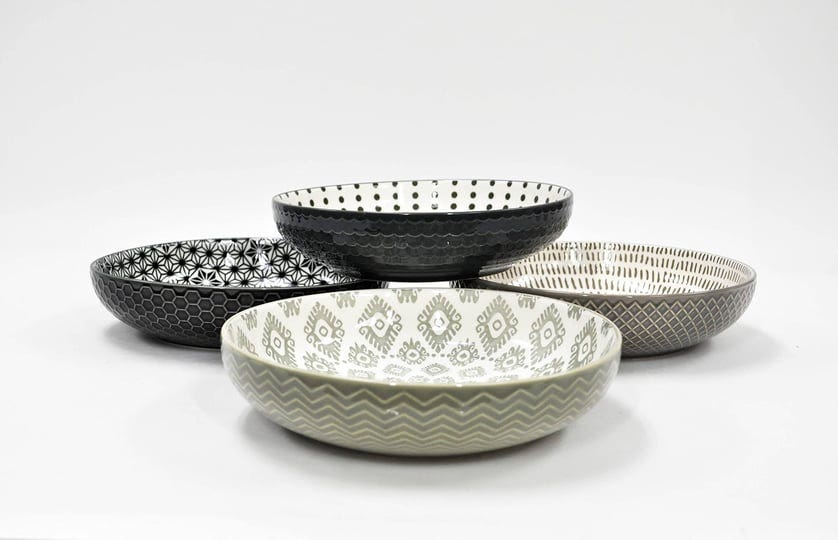 signature-housewares-pad-print-set-of-4-assorted-dinner-pasta-stoneware-bowls-8-5-inch-22oz-gray-siz-1