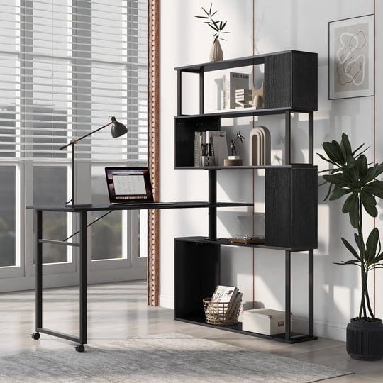 merax-black-l-shaped-corner-desk-with-shelves-and-storage-rotating-5-tier-bookcase-multi-functional--1