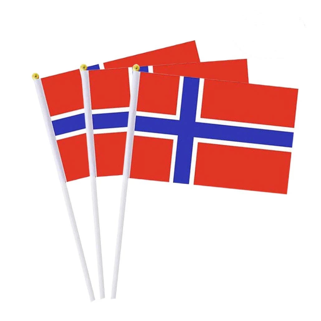Norwegian Flag Mini Handheld Flags Set (12 Pack) | Image