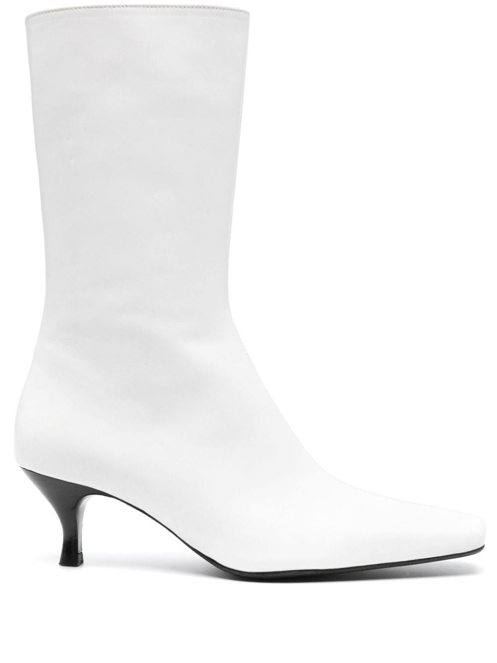 White Square-Toe Leather Boots by Filippa K | Image