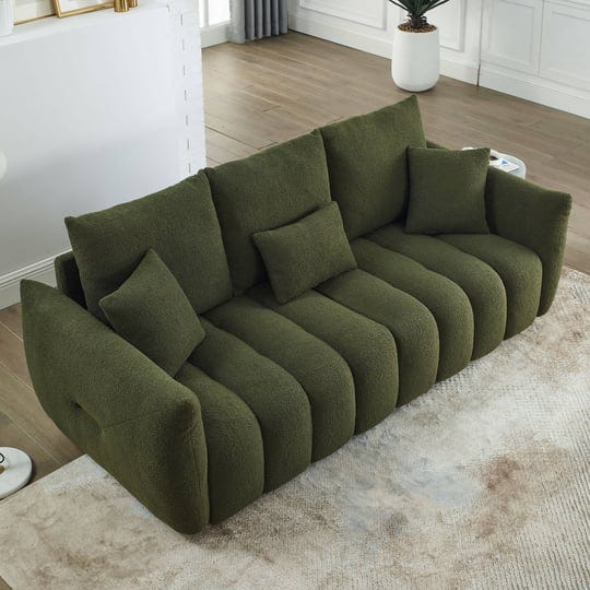 oversized-teddy-fabric-upholstered-sofa-green-1