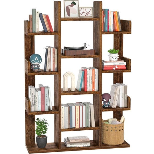 aheaplus-bookshelf-tree-shaped-bookcase-storage-shelf-with-13-compartments-books-organizer-display-c-1