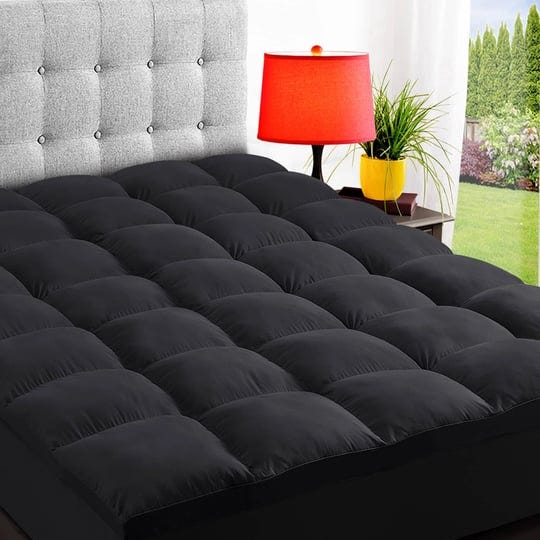 elemuse-twin-xl-black-cooling-mattress-topper-for-back-pain-extra-thick-mattress-pad-cover-plush-sof-1