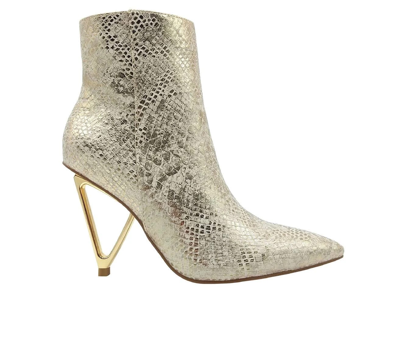 Gorgeous Leopard Print Gold Ankle Boots for Women | Image