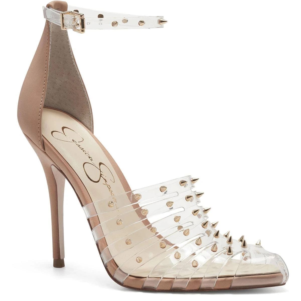 Bold Studded Clear Heels by Jessica Simpson | Image