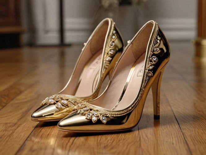 Gold-Mid-Heel-Shoes-1