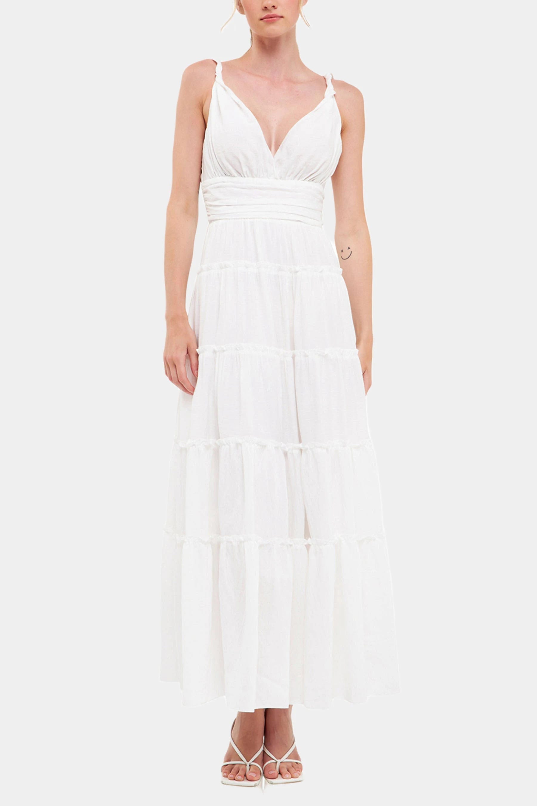 White Twist Ruffled Maxi Dress for Summer Events | Image