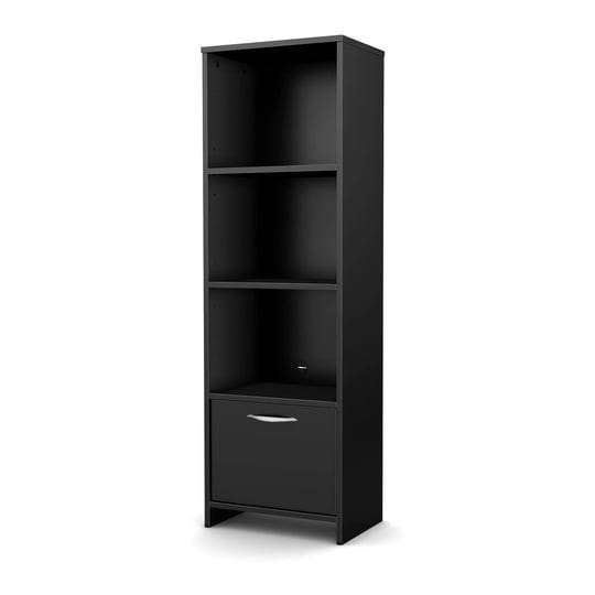 south-shore-step-one-3-shelf-bookcase-pure-black-1