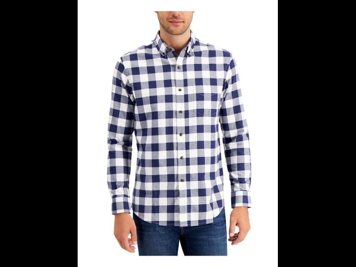 clubroom-mens-blue-tartan-plaid-long-sleeve-classic-fit-button-down-cotton-casual-shirt-s-1