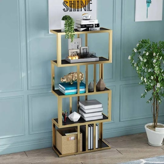 modern-freestanding-irregular-etagere-bookshelf-in-gold-black-1