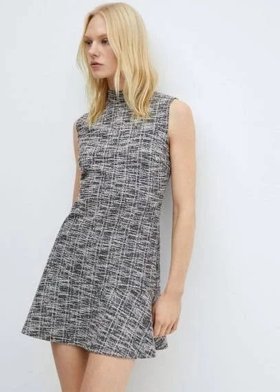 Elegant Marbled Tweed Dress for Women | Image