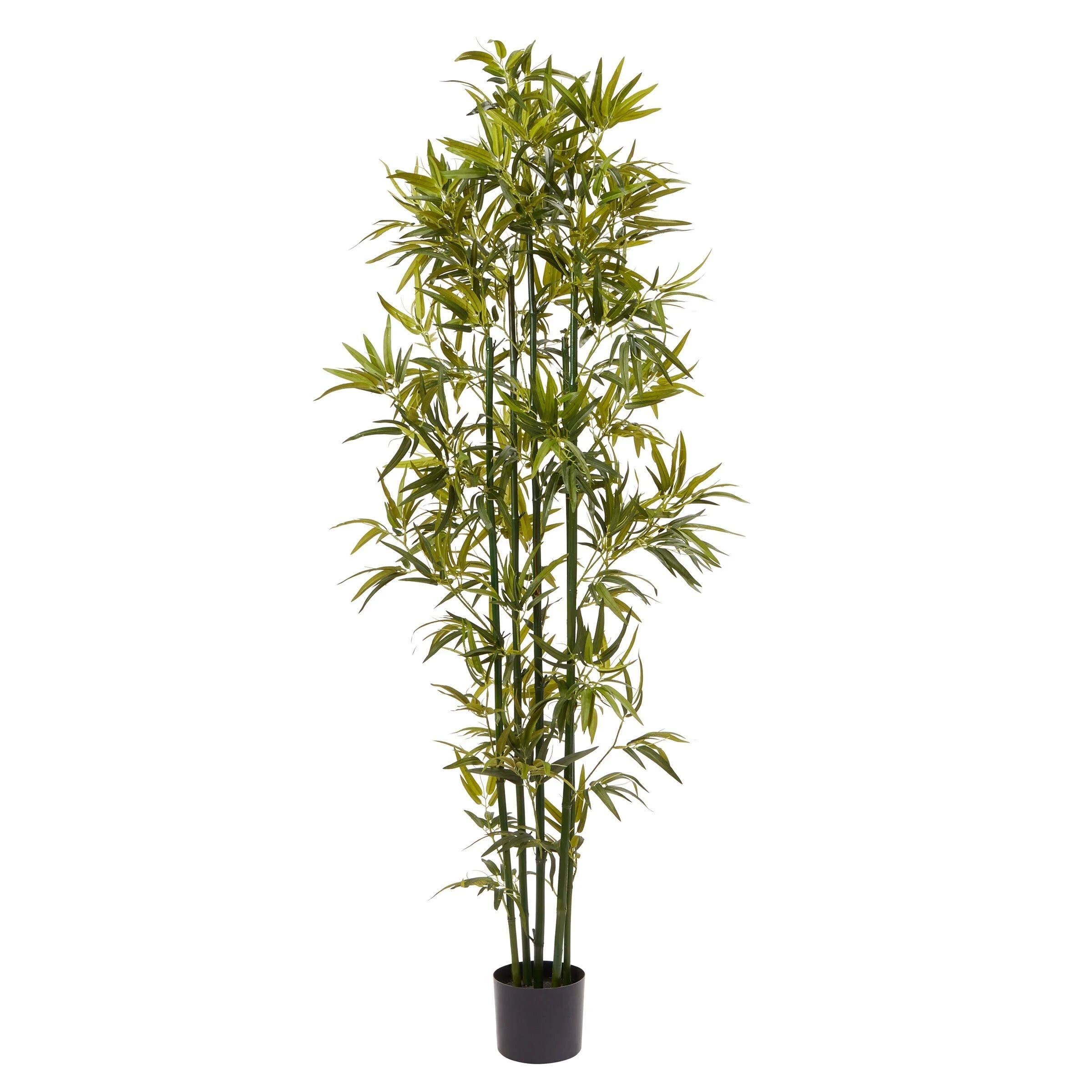 Vibrant 6 ft. Artificial Bamboo Plant for Home Decor by Pure Garden (Green Trunk) | Image
