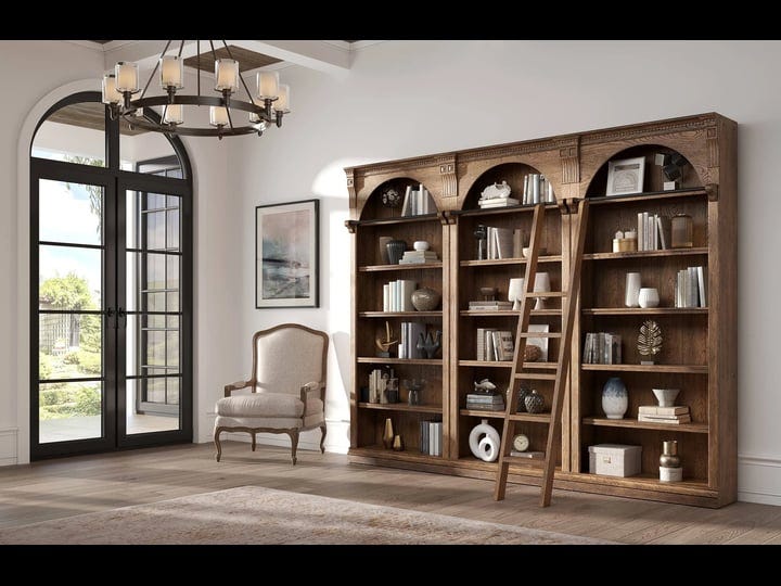traditional-8-tall-wood-bookcase-wall-with-ladder-office-bookcase-brown-1