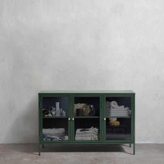 metal-glass-3-door-sideboard-green-1