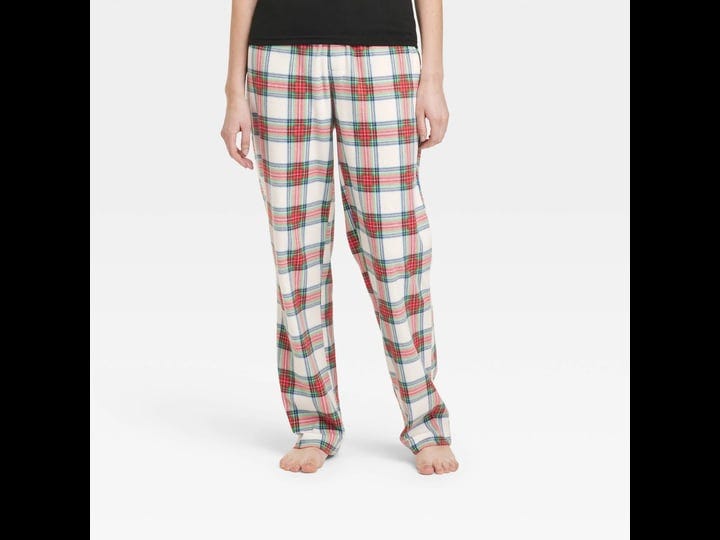 womens-holiday-tartan-plaid-fleece-matching-family-pajama-pants-wondershop-cream-xl-1