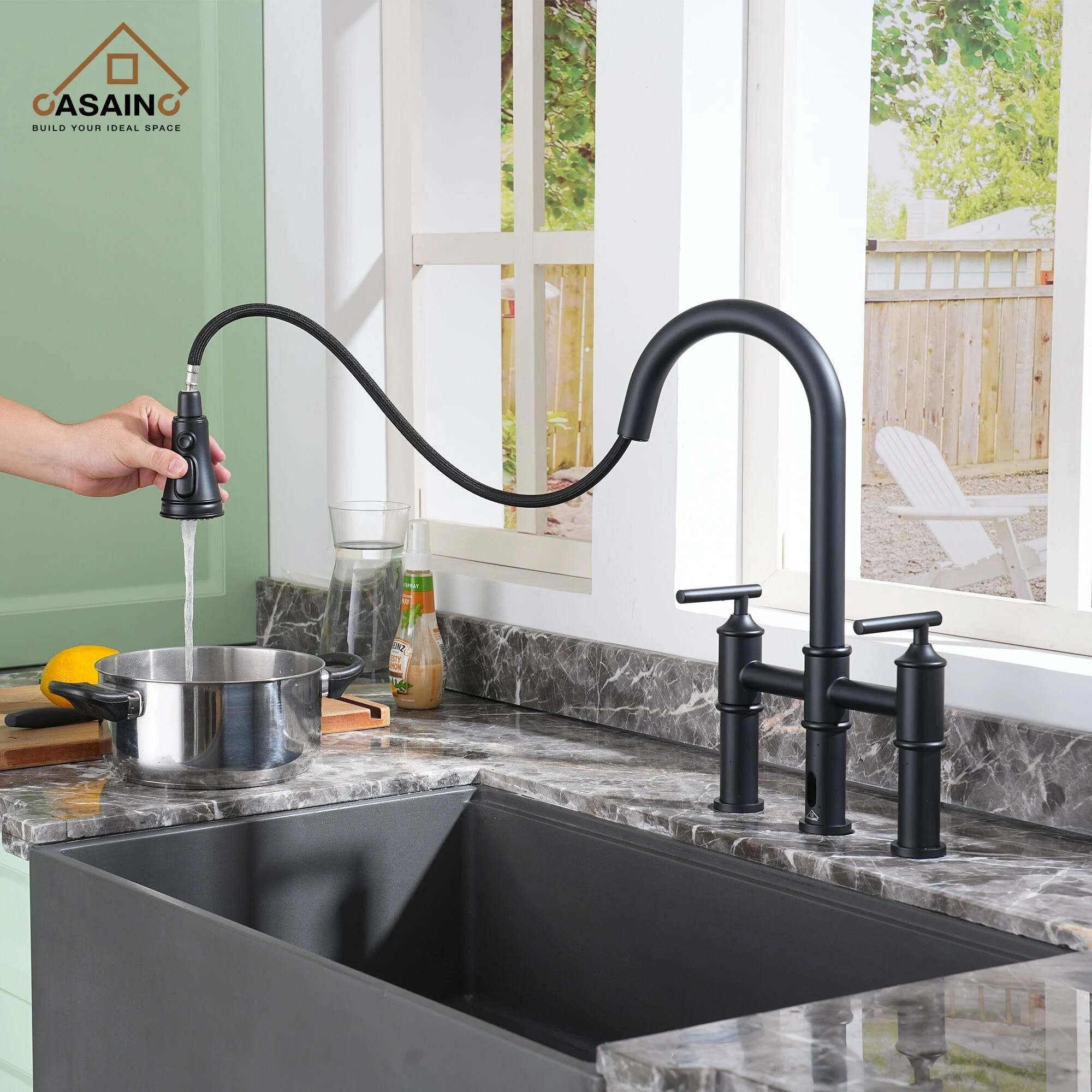 Upgraded Touchless Kitchen Bridge Faucet by CASAINC | Image