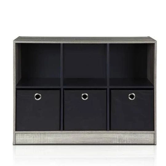 basic-3-x-2-in-bookcase-storage-with-bins-french-oak-grey-black-1