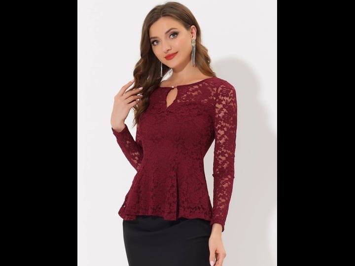 allegra-k-womens-floral-lace-front-peplum-hem-keyhole-sheer-long-sleeve-blouse-burgundy-small-1