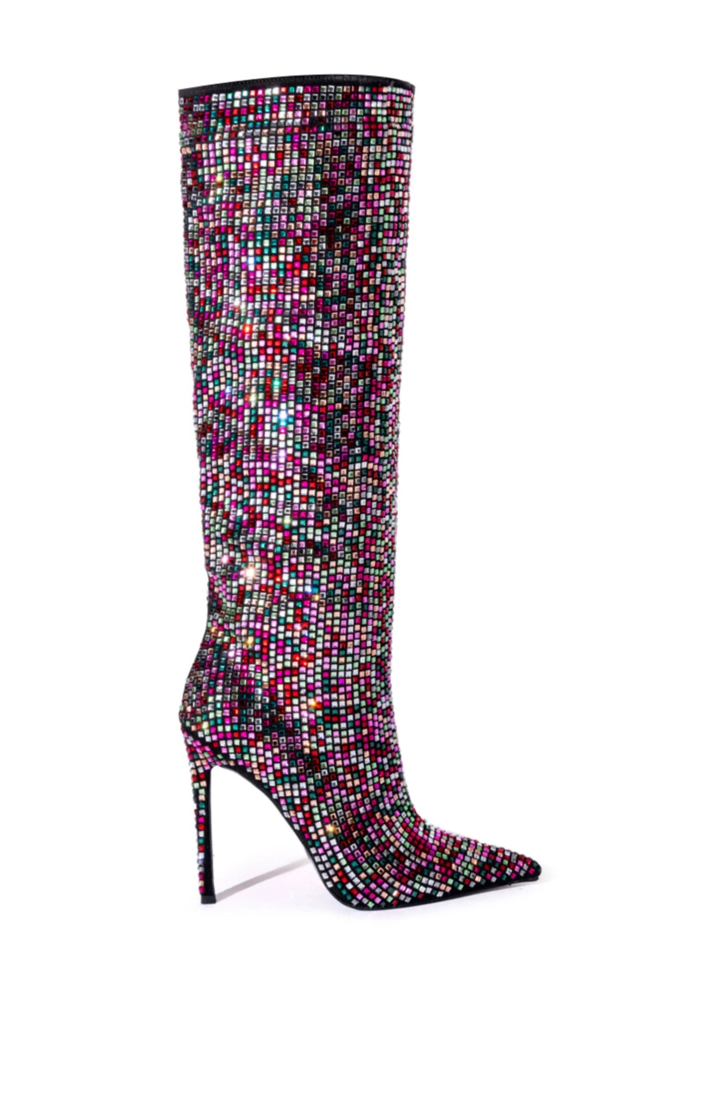 Disco-Inspired Rhinestone Thigh High Boots | Image