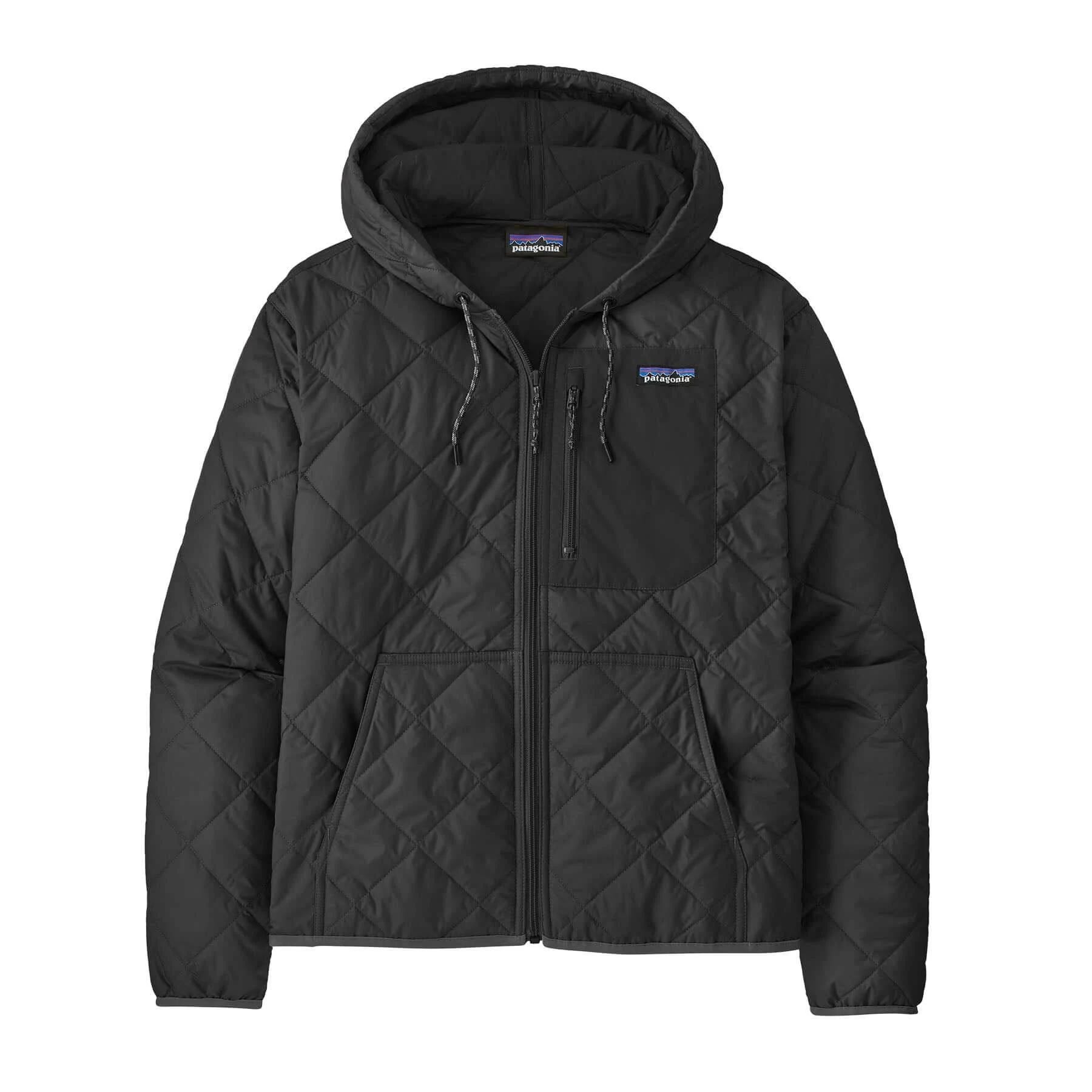 Black Quilted Bomber Hoody with Recycled Insulation and Hip-length Cut | Image