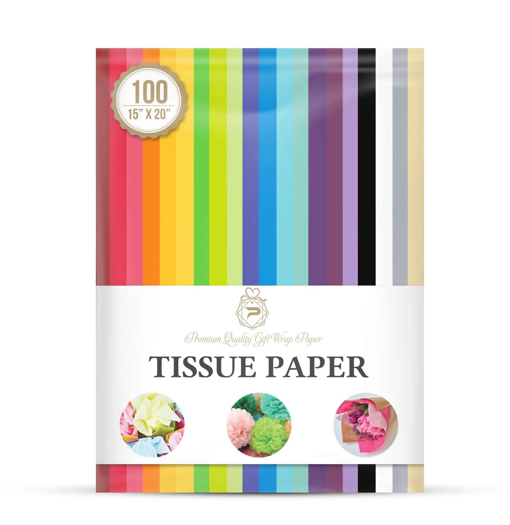 Versatile Tissue Paper Gift Wrapping Set (100 Sheets, 20 Assorted Colors) | Image