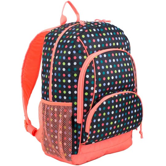 eastsport-multi-pocket-school-backpack-black-peach-multi-color-dots-1