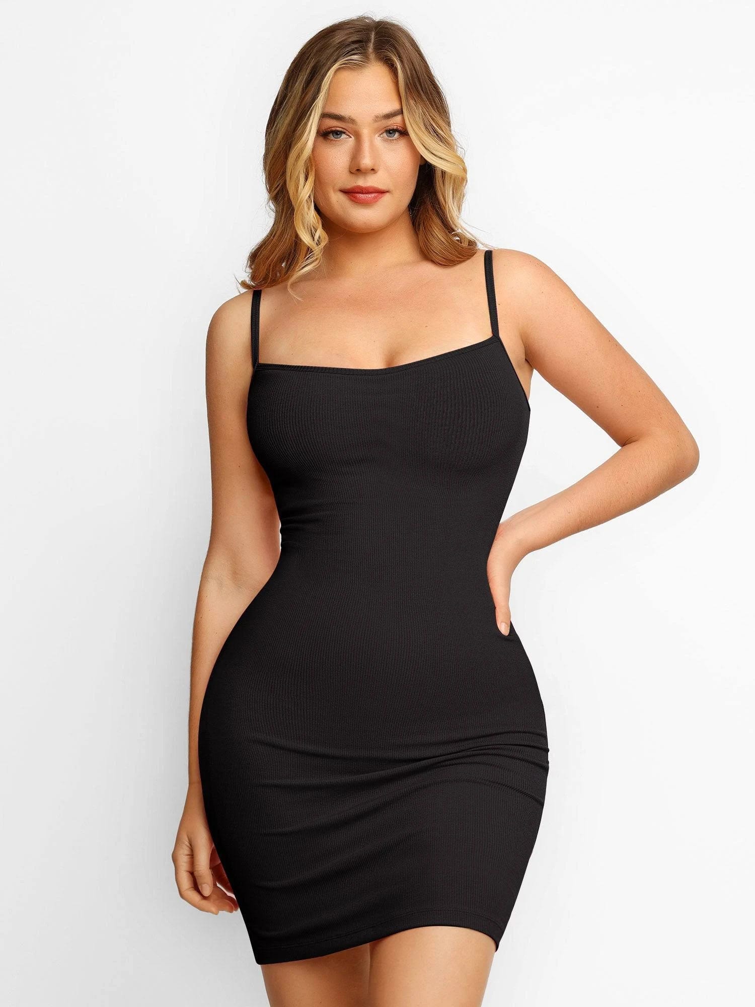 Adjustable Shapewear Bodycon Midi Dress for Slimming & Butt Lifting | Image