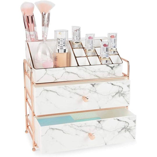 glamlily-white-marble-makeup-storage-cosmetic-organizer-drawers-9-5-x-9-5-x-5-5-inches-1